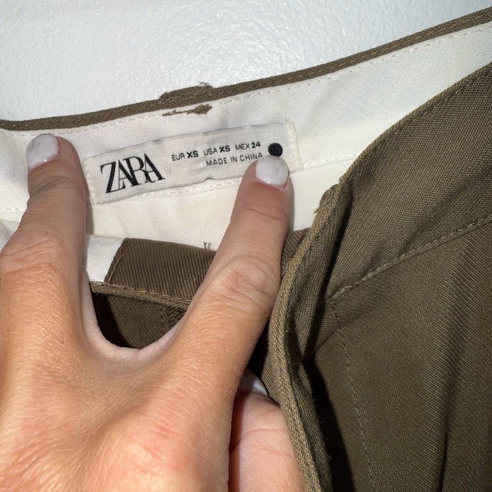 Zara Olive Wide-Leg Trousers - Picture 4 of 4